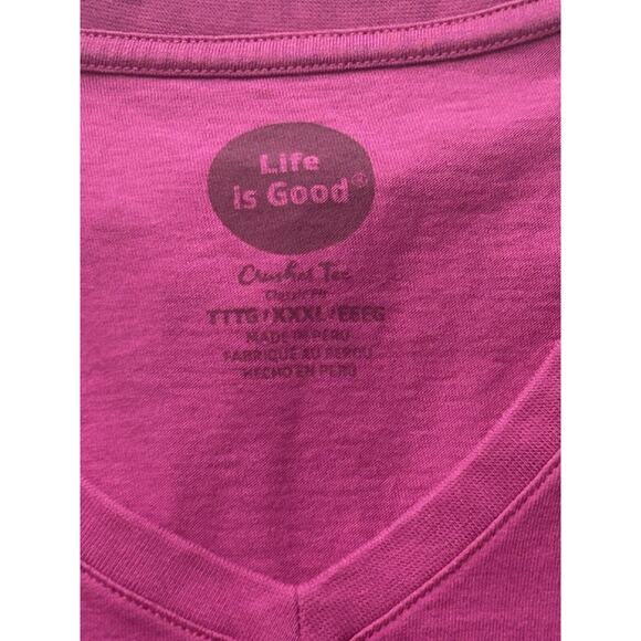 Life is Good Purple V neck Long Sleeve Crusher Tee Unconditional Dog XXXL 3XL - Picture 8 of 8